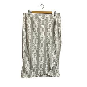 RipSkirt Hawaii Length 3 Boho Lei Gray Wrap Skirt Cover Up Midi Quick Dry sz. L